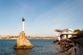 SEBASTOPOL, RUSSIA - NOVEMBER 4,2018: Artillery bay of Black sea, view of monument to Flooded ships