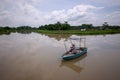 Angler fishing at calm river