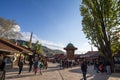 Sebilj fountain, on Bacarsija district, crowded with tourists visiting.