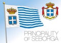 Seborga principality unofficial flag and coat of arms, Italy