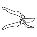 Secateur garden pruner pruning shears Clippers Hand scissors Manual cutting contour outline icon black color vector illustration Royalty Free Stock Photo