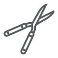 Secateurs line icon, equipment and garden, scissors sign, vector graphics, a linear pattern on a white background. Royalty Free Stock Photo