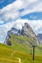 Seceda Mount in summer, flowers and landscape. Dolomites Alps, Italy Royalty Free Stock Photo