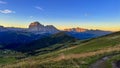 From Seceda peak in Italy\'s Dolomites, witness a breathtaking panorama. Trentino Alto Adige, Europe.