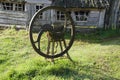 Sechkarnya. Rural farmer antiquarian. Rusty and old tool on the background of rabbit houses Royalty Free Stock Photo