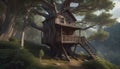 Secluded Arboreal Home at Dusk