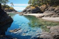 secluded beach cove with calm tidal pool Royalty Free Stock Photo