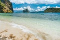 Secluded beach on Lagen island with view to Pinagbuyutan island. El Nido, Palawan, Philippines Royalty Free Stock Photo