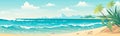 secluded beach with turquoise waters vector simple isolated illustration Royalty Free Stock Photo