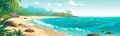 secluded beach with turquoise waters vector simple isolated illustration Royalty Free Stock Photo