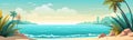 secluded beach with turquoise waters vector simple isolated illustration Royalty Free Stock Photo