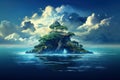 Secluded Heart island ocean. Generate Ai