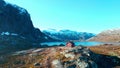 Secluded hut in the high mountains