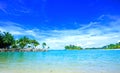 Secluded lagoon with clear blue sky