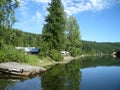 Secluded lake cabins