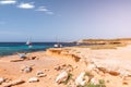 Secluded little beach on the Ibiza island. Balearic Islands, Spain Royalty Free Stock Photo
