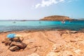Secluded little rocky beach on the Ibiza island. Balearic Islands, Spain Royalty Free Stock Photo