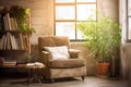 a secluded reading corner with comfortable chair Royalty Free Stock Photo