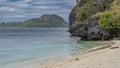 A secluded sandy beach on a tropical island. Philippines. Palawan. El Nido Royalty Free Stock Photo