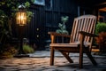 Secluded wooden chair for relaxation, set against a cooling blur