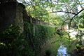 Seclusion with bridge in garden of Buchlovice castle