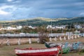 Secnic view of fishermen village in Quebec country Royalty Free Stock Photo