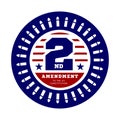 Second Amendment to the US Constitution to permit possession of weapons. Vector illustration on white