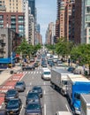 Second Avenue in Manhattan, NYC, with car and truck traffic