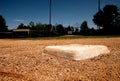 Second base bag on baseball field