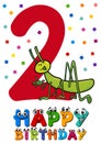 Second birthday cartoon card