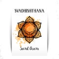 Second chakra illustration of Svadhishthana.The second chakra. Esoteric symbol of the center of sexual energy