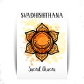 Second chakra illustration of Svadhishthana.The second chakra. Esoteric symbol of the center of sexual energy