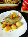 Second course meal. Meat and potatoes Royalty Free Stock Photo