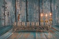 Second dayof Hanukkah with burning Hanukkah candles Hanukkiah traditional Candelabra