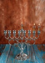 Second dayof Hanukkah with burning Hanukkah candles Hanukkiah traditional Candelabra