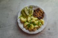 Cutlet with potatoes as the main dinner dish.