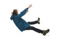 A second before falling - young man falling down with bright emotions and expression Royalty Free Stock Photo