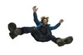 A second before falling - young man falling down with bright emotions and expression Royalty Free Stock Photo