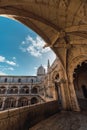 Second floor of the cloister of the cathedral of the Jeronimos monastery in Lisbon