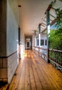 Exterior hallway of an old colonial house, Cuenca, Ecuador