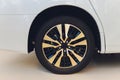 Second hand alloy wheels in store, selective focus. Royalty Free Stock Photo