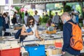 Second hand book market under Waterloo Bridge. UK, London, May 29, 2021. Royalty Free Stock Photo