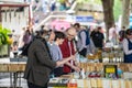 Second hand book market under Waterloo Bridge. UK, London, May 29, 2021. Royalty Free Stock Photo