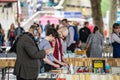 Second hand book market under Waterloo Bridge. UK, London, May 29, 2021. Royalty Free Stock Photo