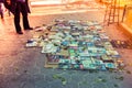 Second hand books for sale  laying on the ground Royalty Free Stock Photo