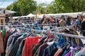 Second hand clothing, vintage fashion on flea market, Berlin Royalty Free Stock Photo