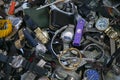 Second-hand watches stacked in a Kyoto market in Japan.