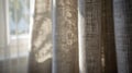 In the second photo we see a closeup of the fabric used for the smart curtains. It has a soft texture and a subtle