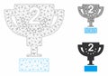 Second Prize Cup Vector Mesh Wire Frame Model and Triangle Mosaic Icon