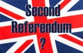 Second Referendum written on a British Union jack flag.